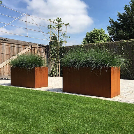 Corten Steel Planter Box 62x40x39cm Outdoor Garden Raised Bed Rust Finish