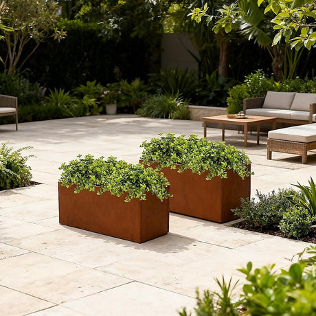 Corten Steel Planter Box 62x40x39cm Outdoor Garden Raised Bed Rust Finish