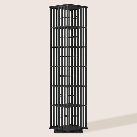 360 Rotating Bookshelf Bamboo Storage Display Rack Shelving in Black