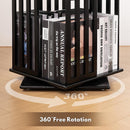 360 Rotating Bookshelf Bamboo Storage Display Rack Shelving in Black