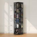 360 Rotating Bookshelf Bamboo Storage Display Rack Shelving in Black