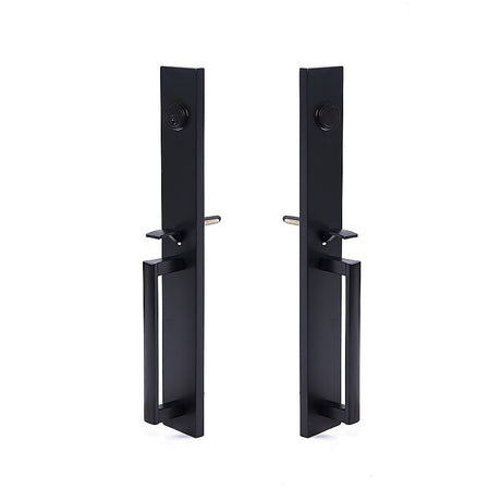 Matte Black Double Door Handle Set Dummy Front Entry Deadbolt Lock