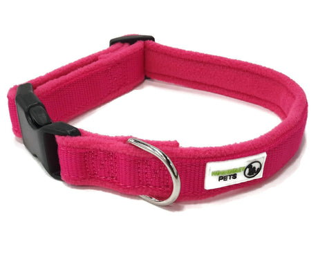 100% Pure Bamboo Fibre w/Fleece Lining Dog Collar Plastic Buckle X-Small Pink