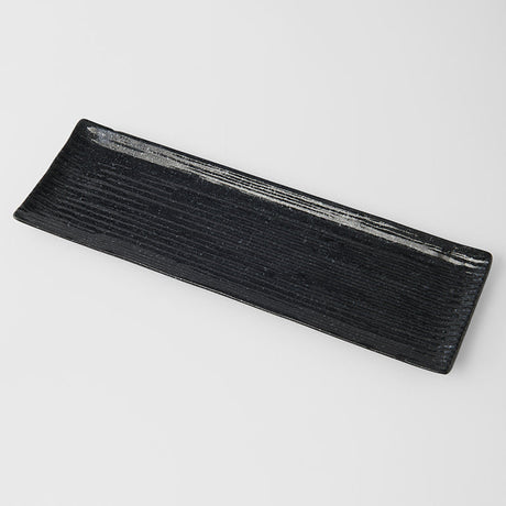 Sashimi Plate 33cm Black Contour Glaze