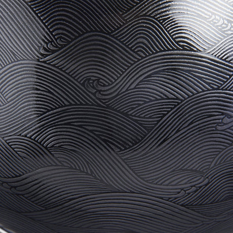 Ramen Bowl 24.5cm Black Wave Glaze