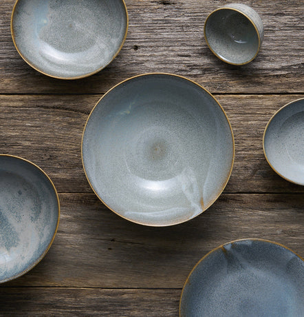 Plate Organic 23cm Steel Grey Glaze
