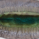 Plate Leaf Shape 32.5x13.5cm Midori Ridge Glaze