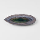 Plate Leaf Shape 21.5x10.5cm Midori Ridge Glaze