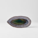 Plate Leaf Shape 21.5x10.5cm Midori Ridge Glaze