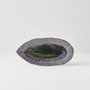Plate Leaf Shape 21.5x10.5cm Midori Ridge Glaze