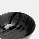 Udon Bowl Fluted 17cm Gloss Black Stripes On Gunmetal Glaze