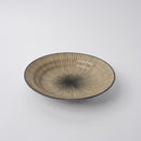 Bowl Shallow Flat Based 20cm Green Converging Line Glaze