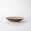 Bowl Shallow Flat Based 20cm Green Converging Line Glaze