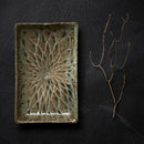 Sushi Plate 22cm Forest Green Net Design