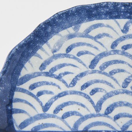 Plate Tempura 21cm Indigo Blue Wave Design