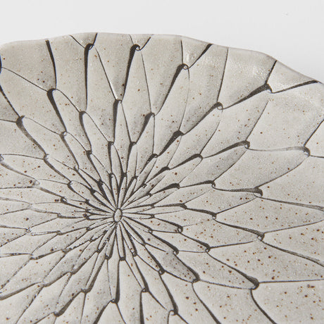 Plate D Shaped 21cm Grey Net Design