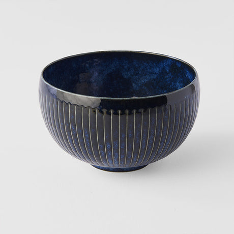 Rice Bowl 13.3cm Ridged Indigo Blue Glaze