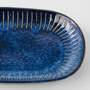 Plate Oval 19cm Ridged Indigo Glaze