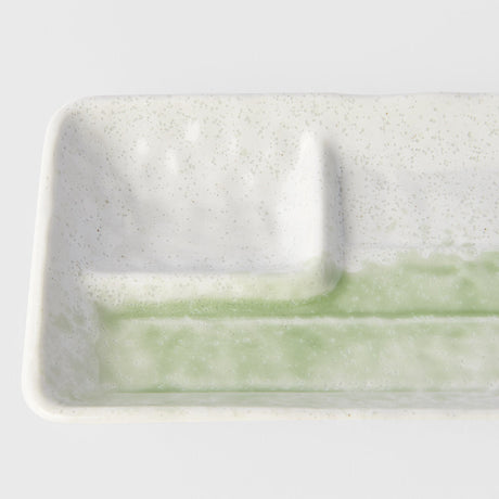 Dumpling Plate 33cm Green Brushstroke