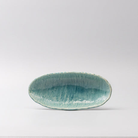 Sushi Plate 21cm Crackle Turquoise Glaze