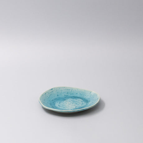 Plate Oval 15cm Crackle Turquoise Glaze