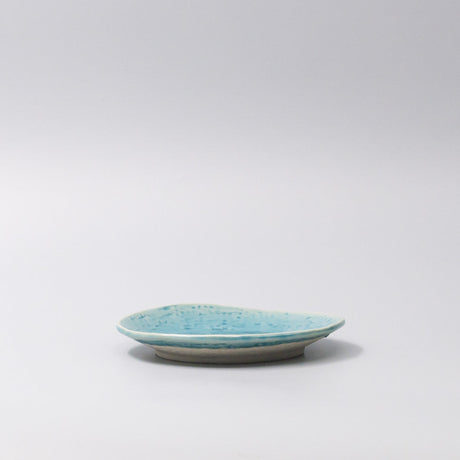 Plate Oval 15cm Crackle Turquoise Glaze
