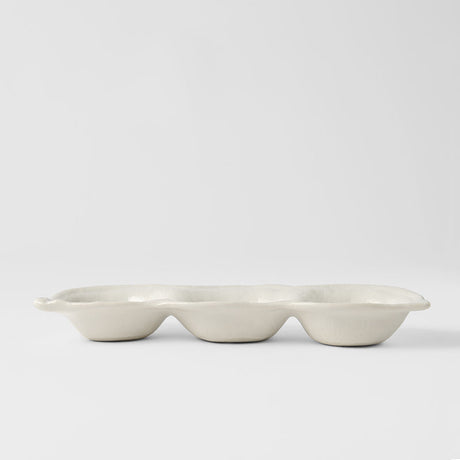 Edamame Triple Pod Dish 200ml Matte White Glaze