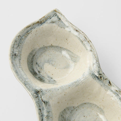 Edamame Triple Pod Dish 200ml Blue White Glaze