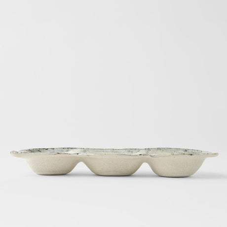 Edamame Triple Pod Dish 200ml Blue White Glaze