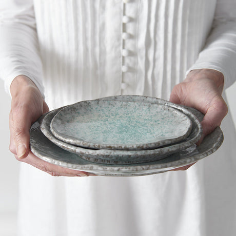 Plate Oval 25cm Aqua Splash Glaze