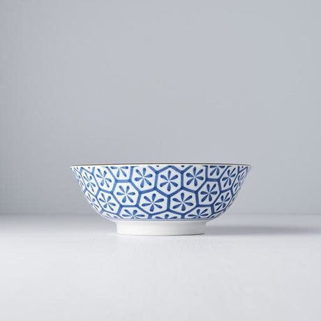 Bowl 19cm Indigo Ikat Hexagon Flower Design