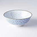 Bowl 19cm Indigo Ikat Hexagon Flower Design