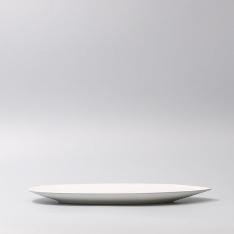 Plate Oval 31.5cm Snow Leaf Glaze