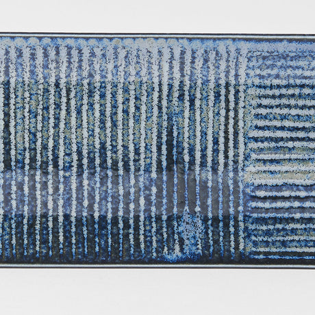 Plate Rectangular 33x10cm Lines Dark Blue Glaze