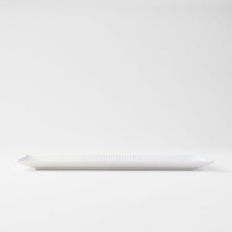 Sashimi Plate 33cm Line Design White Glaze