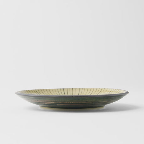 Tapas Plate 17cm Green Converging Line Glaze