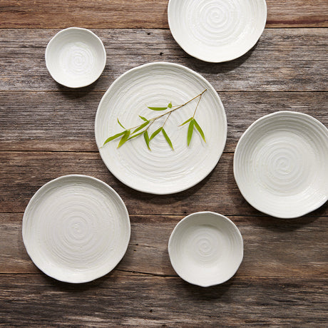 Side Plate 21.5cm White Spiral Glaze