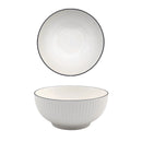 bulk 24 Sorrento Porcelain Embossed Noodle Bowl w Black Rim 8" 20cm