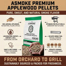 ASMOKE AS350 Portable Smart Wood Pellet Grill (Cyder Black) + 2 x 20LB Assorted Flavors Wood Pellets Bundle (Oak/Cherry/Apple)