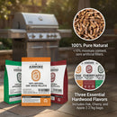 ASMOKE 4-Piece Premium Wood Pellet Variety Pack - Oak, Cherry & 2x Apple (4 x 2.27kg Bags)