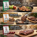 ASMOKE 4-Piece Premium Wood Pellet Variety Pack - Oak, Cherry & 2x Apple (4 x 2.27kg Bags)