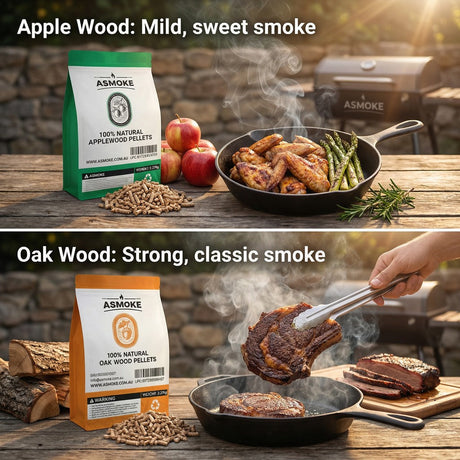 ASMOKE 4-Piece Premium Wood Pellet Variety Pack - Oak & Apple (2x Oak, 2x Apple)