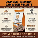 ASMOKE 19kg (40lbs) Premium Oak Wood BBQ Smoker Pellets Bulk Bundle (8 x 2.27kg Bags)
