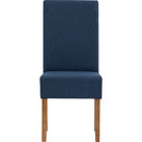 Mesi Dining Chair x2 - Natural Colour Legs Blue Colour Challis Fabric Upholstery