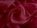 2 Long Drop Sheer Voile Curtains 592cm wide 270cm Drop Pinch Pleat + Hooks Wine