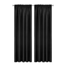 Blockout Curtains 2pcs 137x160cm PINCH PLEAT Blackout High Level Fabric Black