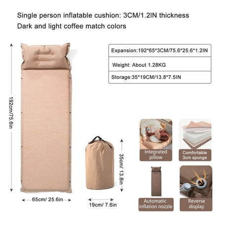 Inflatable Camping Sleeping Mat with Pillow