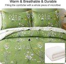 Vintage Delicate green bloom 3 Pc Comforter & Pillow Cover Set