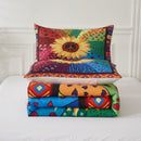 Floral Sunflower Comforter Set, Queen/King Size, Quilted Bedding with Pillowcases