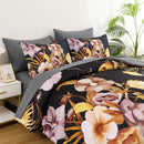Soft Floral Leaf Comforter Set, Queen/King Size, Quilted Bedding with Pillowcases